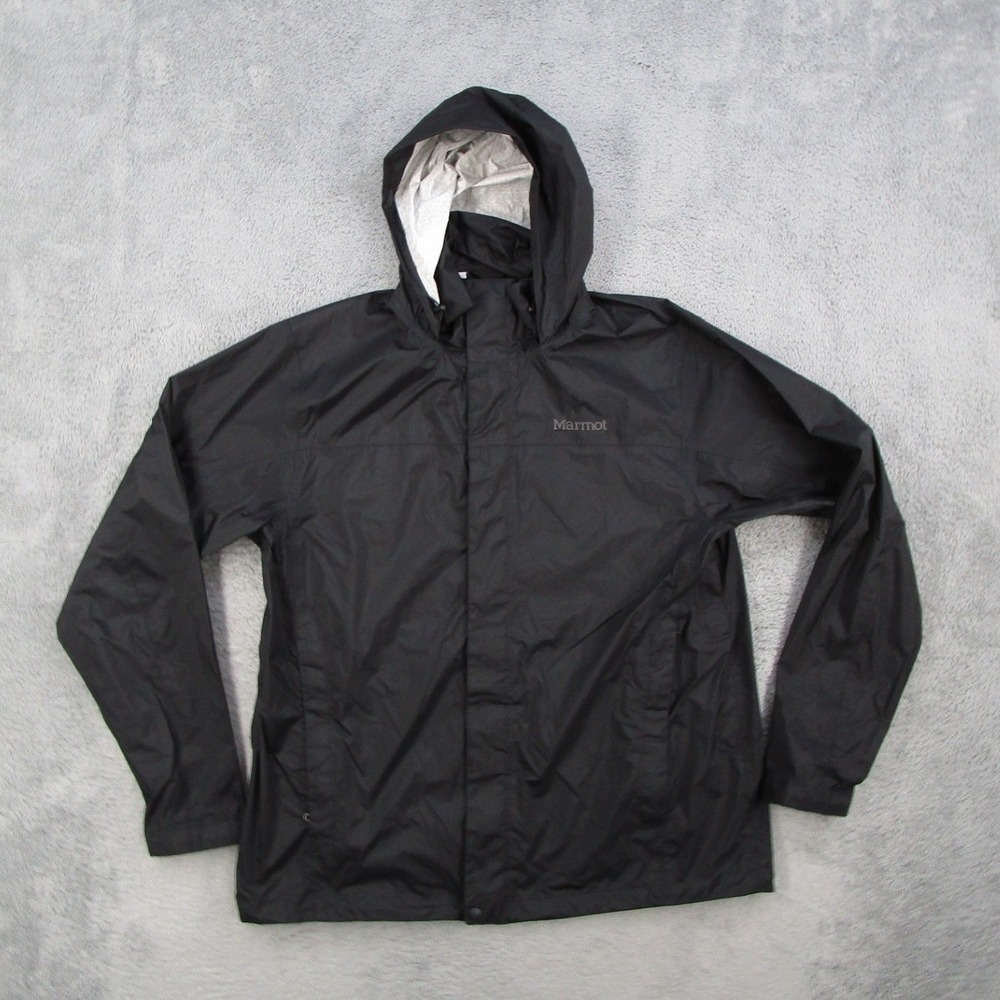 Marmot PreCip Eco Rain Jacket Mens XL Black Waterproof Hooded Shell 41500